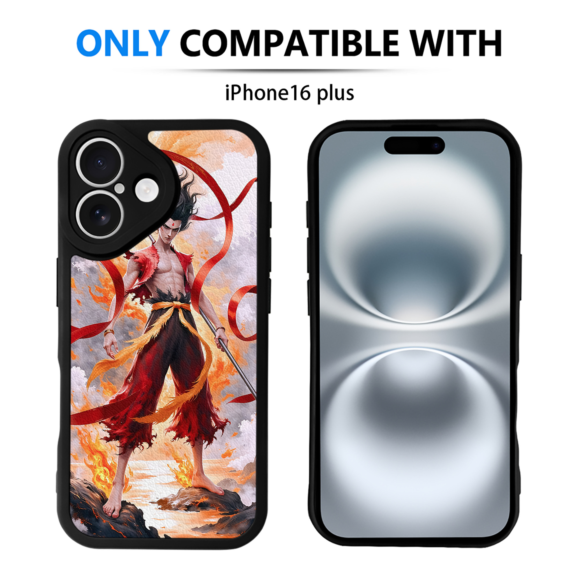 （画像用） Ne Zha 2 ナタ 魔童の大暴れ 【iPhone 16シリーズ対応】シリコンスマホケース（レザー調） 材質：シリコン